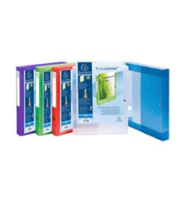 Cartella 3 lembi con bottone Kreacover - A4 - dorso 4 cm - PP - colori assortiti - Exacompta