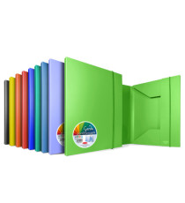 Cartella 3 lembi con elastico Garda - 25,7 x 34,5 cm - dorso 3 cm - PP - colori assortiti - Plastibor