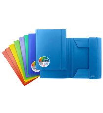 Cartella 3 lembi con elastico Garda - 25,7 x 34,5 cm - dorso piatto - PP - colori assortiti - Plastibor