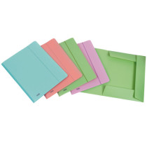 Cartella 3 lembi con elastico Pastel - 24 x 33cm - dorso 1 cm - PP - colori assortiti - Favorit