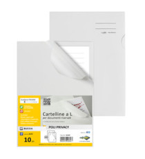 Cartellina a L Poli Privacy - A4 - PP - liscio pesante - bianco opaco per documenti riservati - Sei Rota