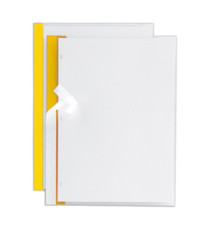 Cartellina per rilegatura Poli 200 - A4 - PP - trasparente buccia - dorso giallo - Sei Rota - conf. 10 pezzi