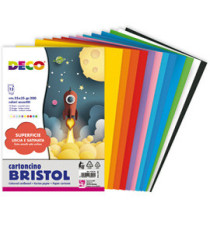 Cartoncino Bristol - 25 x 35 cm - 200 gr - colori assortiti - 15 fogli - Deco