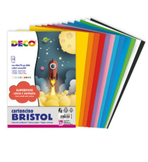 Cartoncino Bristol - 50 x 70 cm - 200 gr - colori assortiti - 15 fogli - Deco