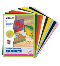 Cartoncino ondulato Cannetè 2200 - 25 x 35 cm - 230 gr - colori assortiti - DECO - conf. 10 fogli