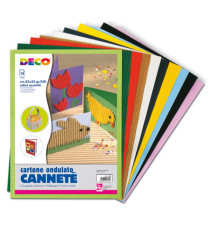 Cartoncino ondulato Cannetè 2200 - 25 x 35 cm - 230 gr - colori assortiti - DECO - conf. 10 fogli