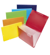 Portadocumenti a soffietto - 12 tasche - A4 - PP - colori assortiti - Colorosa