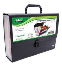 Portadocumenti a soffietto - 25 tasche - A4 - PP - nero - Lebez