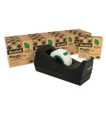 Dispenser C38 - per nastri 33 m - 14 rotoli Scotch Magic 900 inclusi - nero - Scotch