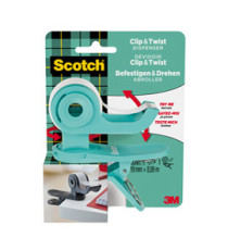 Dispenser Clip & Twist - per nastri 33 m - rotolo da 1,9 cm x 9,8 m incluso - grigio - Scotch