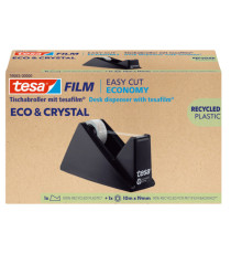 Dispenser da tavolo Eco & Crystal - per nastri da 33 m - rotolo 19 mm x 10 m incluso - Nero - Tesa