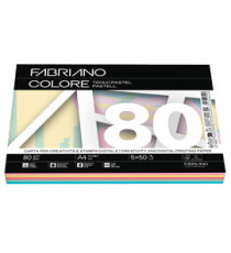 FabrianoColore - A4 - 80 gr - mix 5 colori tenui - Fabriano - conf. 250 fogli
