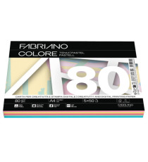 FabrianoColore - A4 - 80 gr - mix 5 colori tenui - Fabriano - conf. 250 fogli