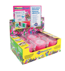 Nastro adesivo con dispenser Memograph - 50 mm x 10 m - PVC - rosa - Eurocel