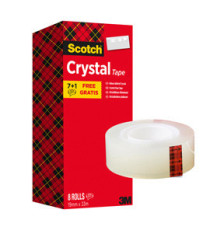 Nastro adesivo Scotch Crystal 600 - 19 mm x 33 m - acrilico - trasparente - Scotch - Value Pack 7+1 rotoli