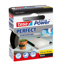 Nastro adesivo telato XP Perfect - 19 mm x 2,7 m - tela plastificata - nero - Tesa