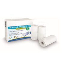 Rotolo per POS e carta di credito - 57 mm x 7 m - 55 gr - diametro esterno 25 mm - senza anima - carta termica BPA free