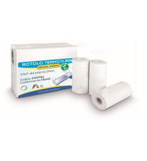 Rotolo per POS e carta di credito - 57 mm x 7 m - 55 gr - diametro esterno 25 mm - senza anima - carta termica BPA free