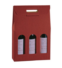 Scatola - 3 bottiglie - 27 x 9 x 38,5 cm - cartone seta - bordeaux - Scotton