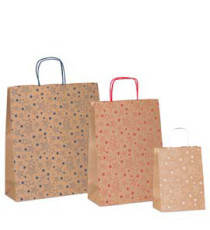 Shopper natale - 36 x 12 x 41 cm - carta kraft - fantasia stelline - colori assortiti - Rex Sadoch