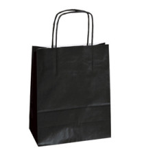 Shopper Twisted - maniglie cordino - 14 x 9 x 21 cm - carta kraft - nero - Mainetti Bags - conf. 25 pezzi