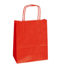 Shopper Twisted - maniglie cordino - 14 x 9 x 21 cm - carta kraft - rosso - Mainetti Bags - conf. 25 pezzi