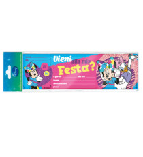 Blocchetto invito alla festa Minnie Disney - 24,8 x 7,5 cm - Rex Sadoch - conf. 10 inviti