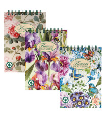 Blocco spirale Nature Flowers - A5 - 5mm - 50 fogli - 80 gr - spiralato sul lato corto - Pigna