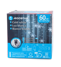 Catena luminosa a basso voltaggio con luci a fiocco di neve,6500k luce fredda 3mtx0.7m, collegabile in serie IP44 da est/int