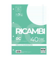 Ricambi forati Quaxima - A4 - 1 rigo c/margine - 80 gr - Pigna - conf. 40 pezzi