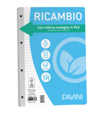 Ricambi forati riforzati ecologico - A4 - 1 rigo - 100 gr - Favini - conf. 40 pezzi