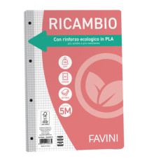 Ricambi forati riforzati ecologico - A4 - 5mm - 100 gr - Favini - conf. 40 pezzi