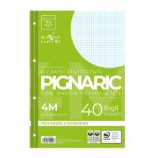 Ricambi forati rinforzati Pignaric - A4 -  4mm - 80gr - Pigna - conf. 40 pezzi
