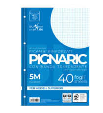 Ricambi forati rinforzati Pignaric - A4 -  5mm - 80gr - Pigna - conf. 40 pezzi