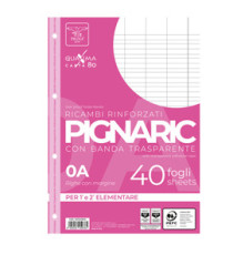 Ricambi forati rinforzati Pignaric - A4 - rigo di 1a - 80gr - Pigna - conf. 40 pezzi