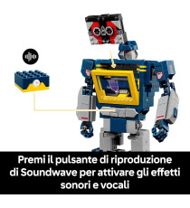 Lego Icons - Transformers: Soundwave - Lego 10358 Esclusivo con Figure Trasformabili tra cui Laserbeak e Ravage 1505pz Anni 18+