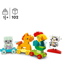 Lego Duplo - Il treno degli animali - Lego 10412 con Gallo, Cavallo, Agnello e Mucca della Fattoria 19pz Anni 1,5+