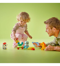 Lego Duplo - Il treno degli animali - Lego 10412 con Gallo, Cavallo, Agnello e Mucca della Fattoria 19pz Anni 1,5+
