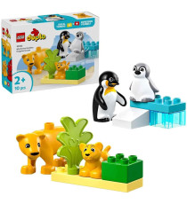 Lego Duplo - Famiglie di animali: pinguini e leoni - Lego 10442 con 2 habitat in mattoncini e 4 animali 10pz Anni 2+