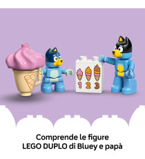 Lego Duplo Bluey - Visita alla gelateria di Bluey - Lego 10458 con Macchina , Stand dei Gelati e 2 Figure 22pz Anni 2+