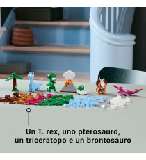 Lego Classic - Dinosauri creativi - Lego 11041 T. rex , il triceratopo, il pterosauro, il brontosauro 450pz Anni 5+