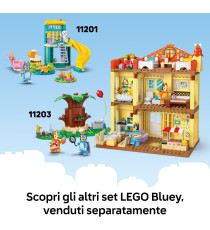 Lego Bluey - Vacanza sulla spiaggia della famiglia di Bluey - Lego 11202 Bingo e Chilli, 2 Surf, Castello Sabbia 133pz Anni 4+