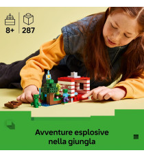Lego Minecraft - Casa nella giungla esplosiva - Lego 21275 Barca, Figure di Steve, Creeper e Zombie, Funzione TNT 287pz Anni 8+