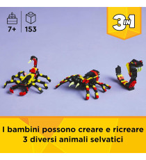 Lego Creator 3in1 - Animali selvatici: ragno trasformista - Lego 31159 Trasformabile in Scorpione e Serpente Anni 7+ 153pz