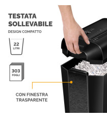 Distruggidocumenti LX65 - a frammenti - nero - Fellowes