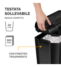 Distruggidocumenti LX65 - a frammenti - nero - Fellowes