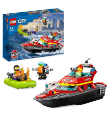 Lego City - Barca di soccorso antincendio - Lego 60373 Nave galleggiante e gommone dei Vigili del fuoco Anni 5+ 144pz