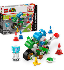 Lego Super Mario - Mario Kart: Moto Yoshi - Lego 72031  posiziona Yoshi sulla Moto e guida tra 4 coni stradali 7+ 133pz