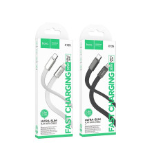 Cavo di ricarica type-C Hoco X125 fast piatto 60W black da USB-C a type-c usb-c 1mt PD QC3.0 3A 60W ricarica e dati PD