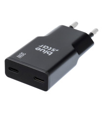 Caricabatterie da muro 2 porte USB-C 3A Blue Star slim 30W TFK-SC-30WCC black nero type-c caricatore QC 4.0 Quick Charge